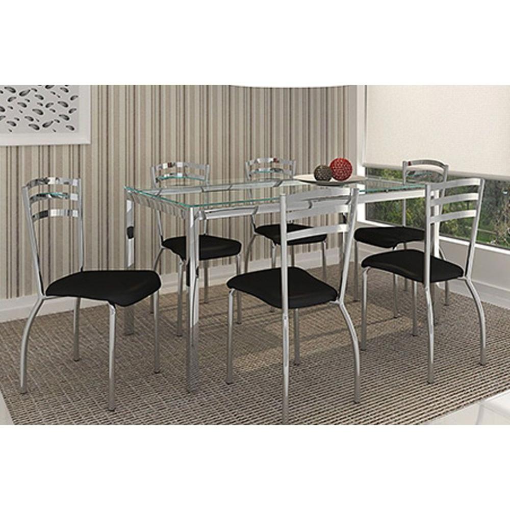 Miniatura Kit 2 Cadeiras Portugal 2c007 Cromado Courano Preto