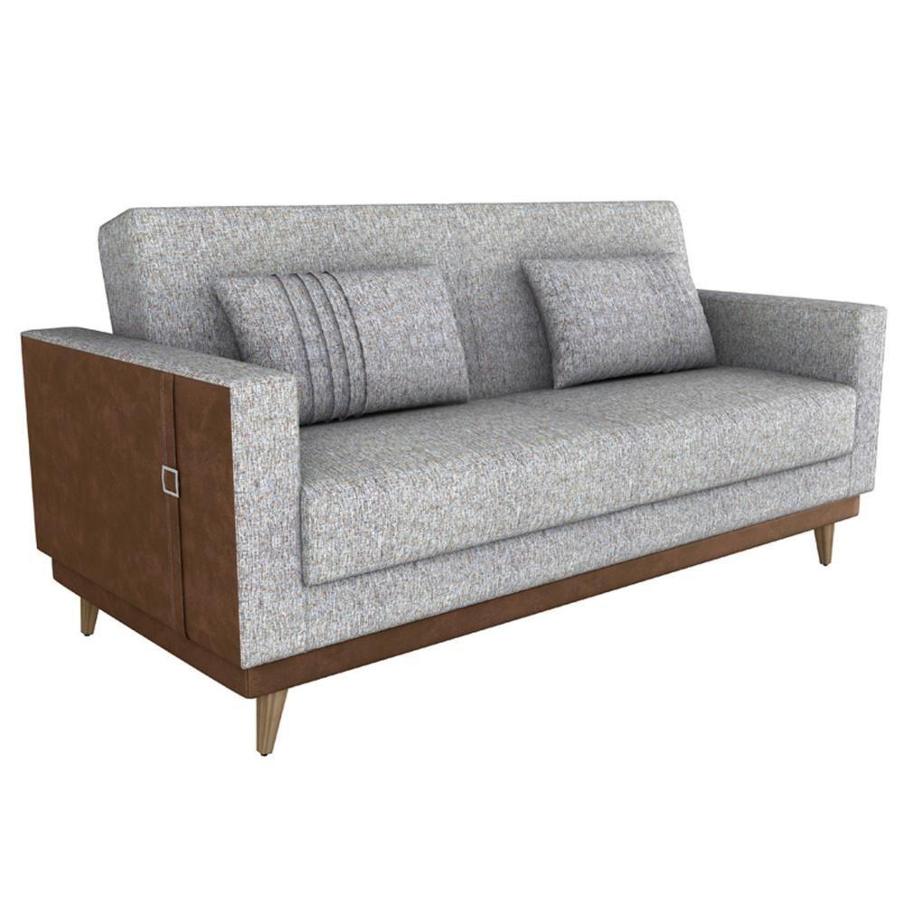 Miniatura Sofa Cama 2 Lugares 203 Cm Linho Plano Milenum Corino Whisk Milani Store Palha
