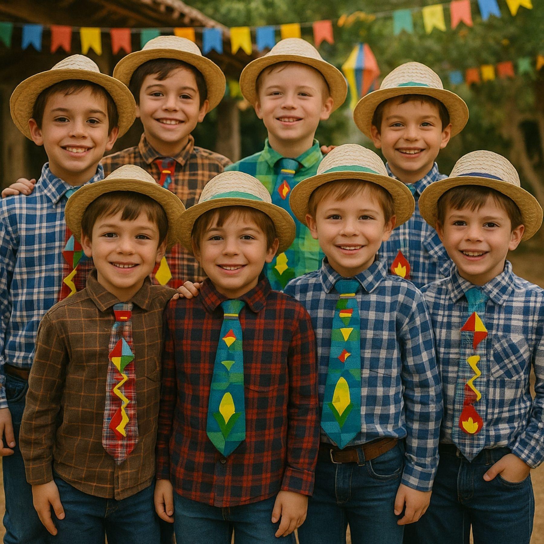 Miniatura 10 Gravatas Festa Junina São João Decorada Caipira Quadrilha