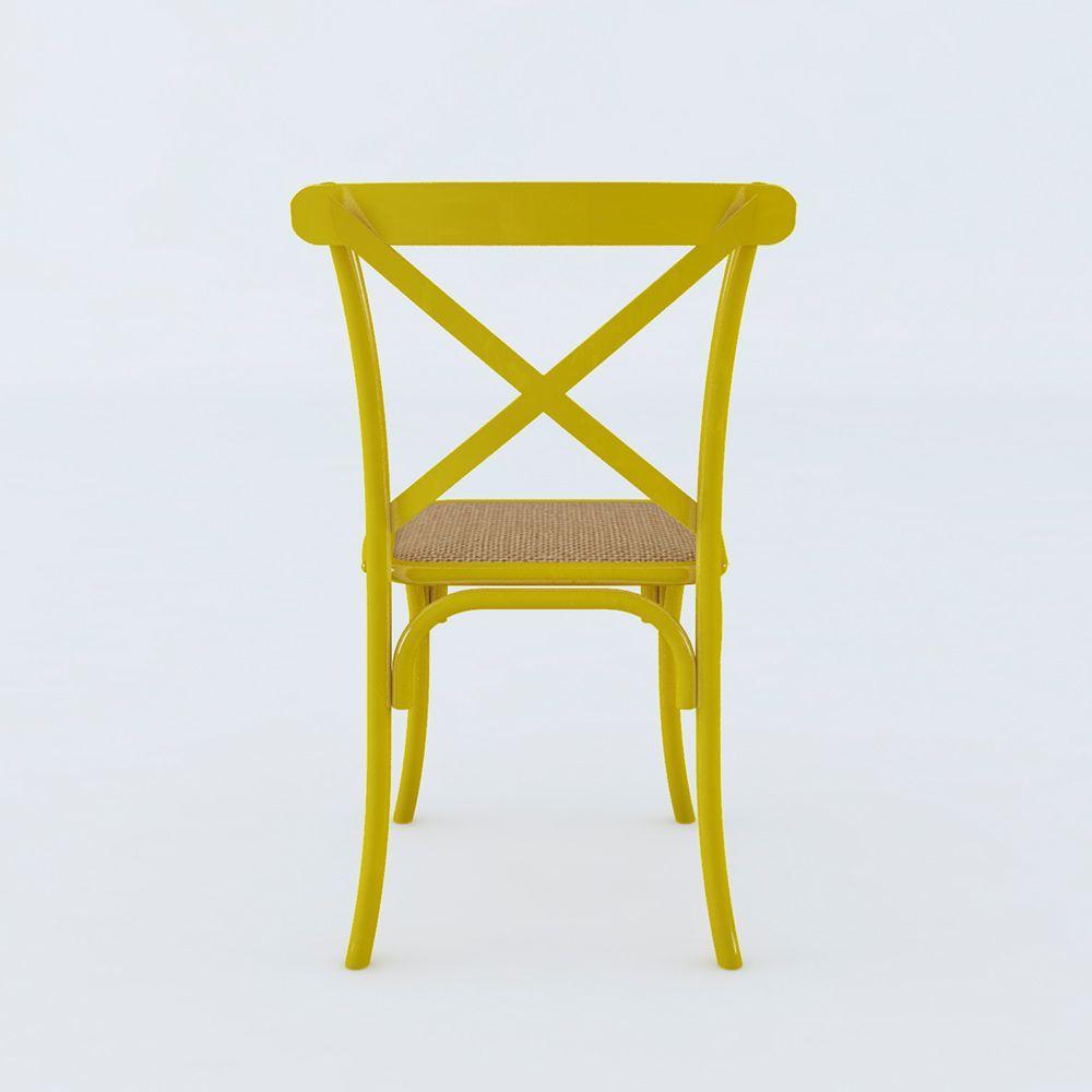 Miniatura Kit 2 Cadeiras Jantar Amarela Assento Bege Aço Bege