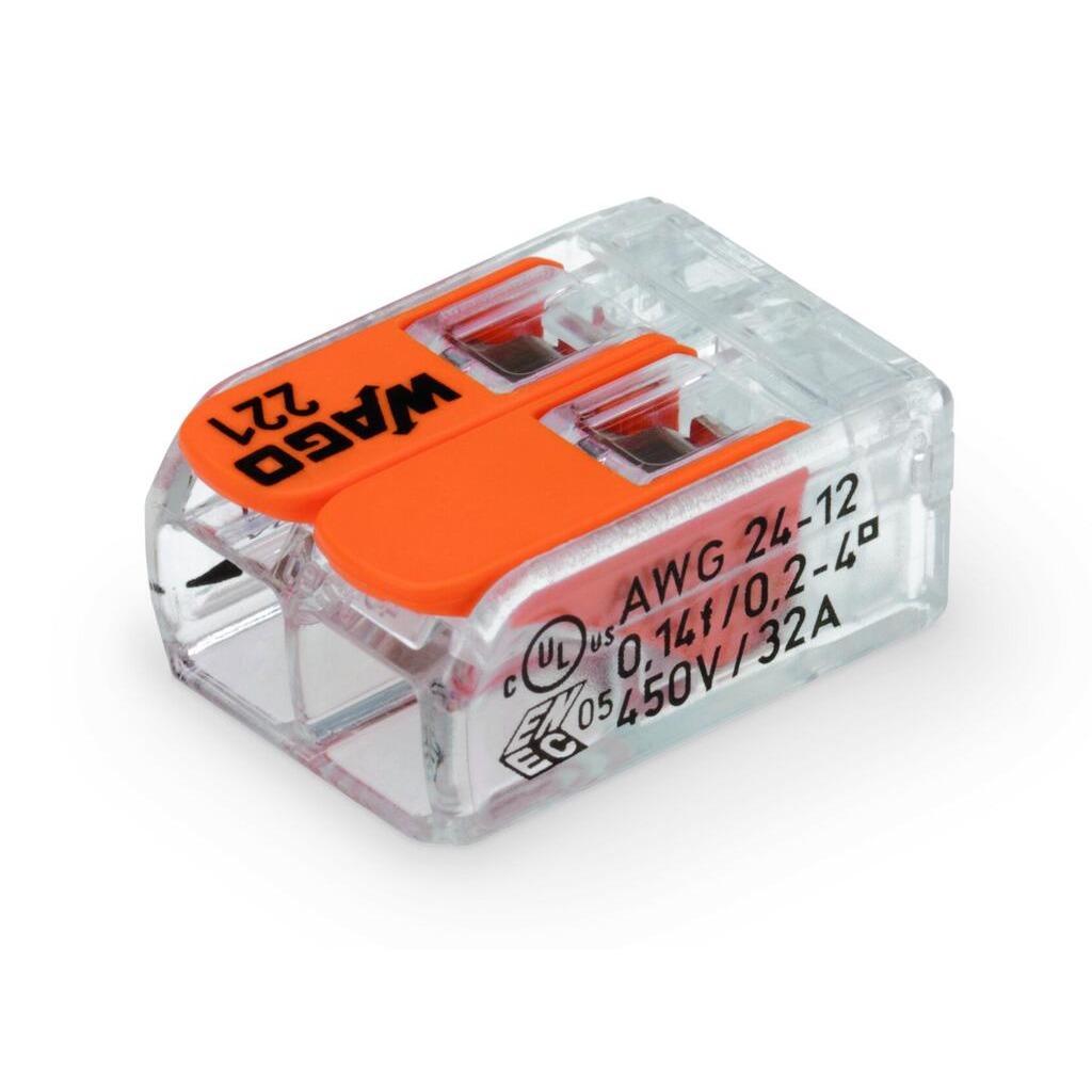 Miniatura Conector Emenda Wago 2 Vias 4mm - Kit 20 - Transparente