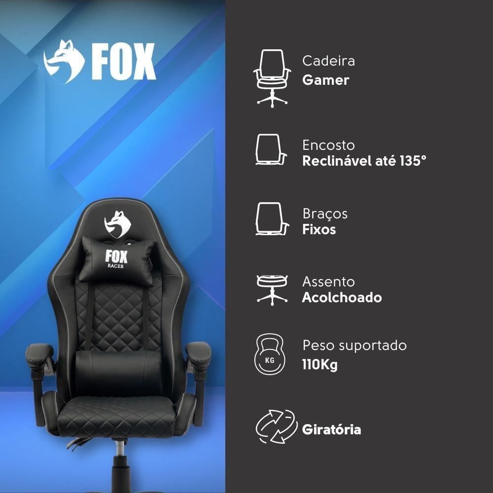 Miniatura Cadeira Gamer Fox Racer Vulpes Preta - WZ-318