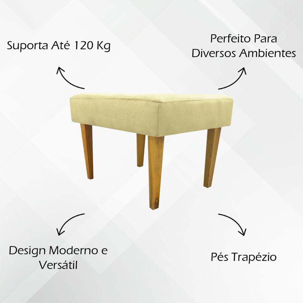 Miniatura Puff Decorativo Retangular Para Sala Recepção Charme Pé Trapézio Suede Cores
