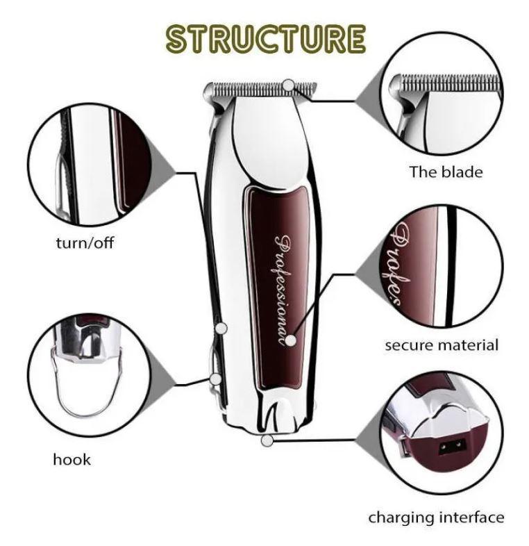 Miniatura Máquina Acabamento Super Mini Sem Fio Kemei Km-9163 Original Óleo lubrificante - pilha - Branco - 1 - Máquina de cortar cabelo - Acabamento - Kemei - 3 - 2 - Rotativo