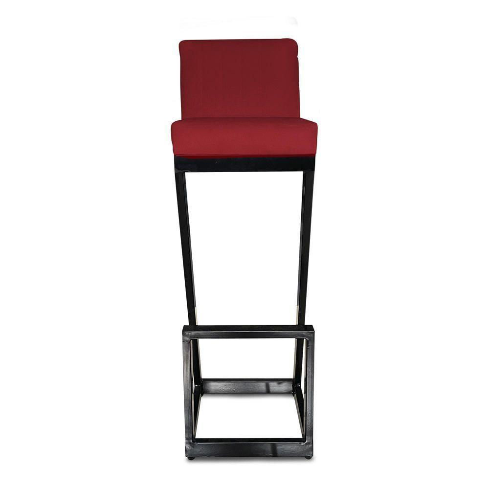 Miniatura Banqueta Alta Z Base De Ferro Suede Vermelho D'classe Decor