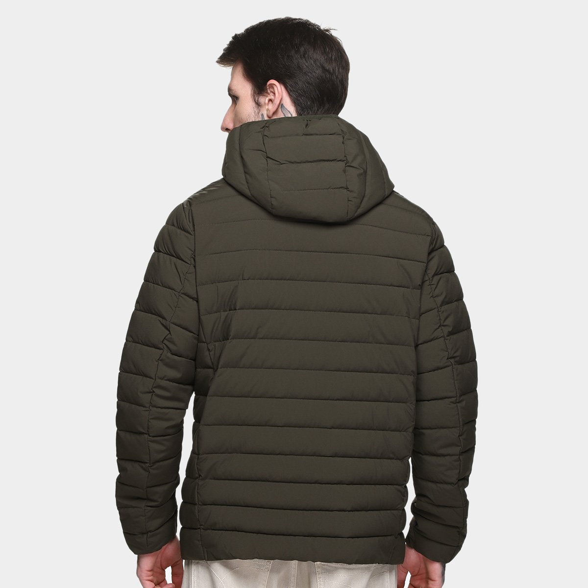 Miniatura Jaqueta C/ Capuz Calvin Klein Matelassê Masculina Oliva - G