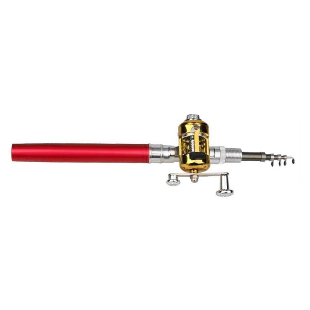 Miniatura Mini Vara De Pesca Telescópica Caneta Carretilha-Vermelho