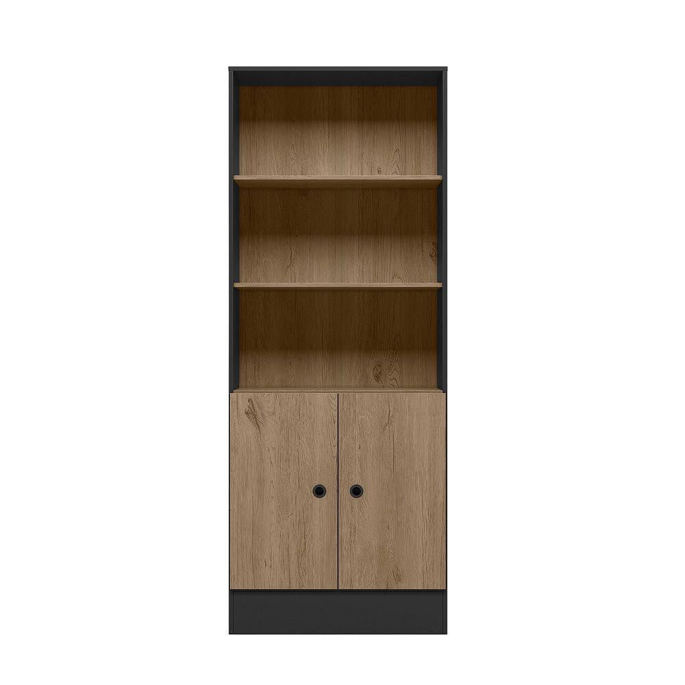 Miniatura Armário Qmovi Gamer 2 Prateleiras Preto Fosco/carvalho