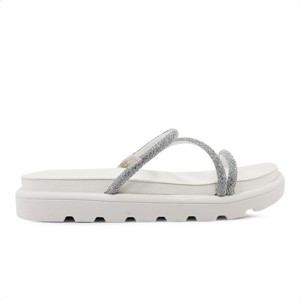 Miniatura Sandália Papete Vizzano Strass Feminina Branco / Prata - 34