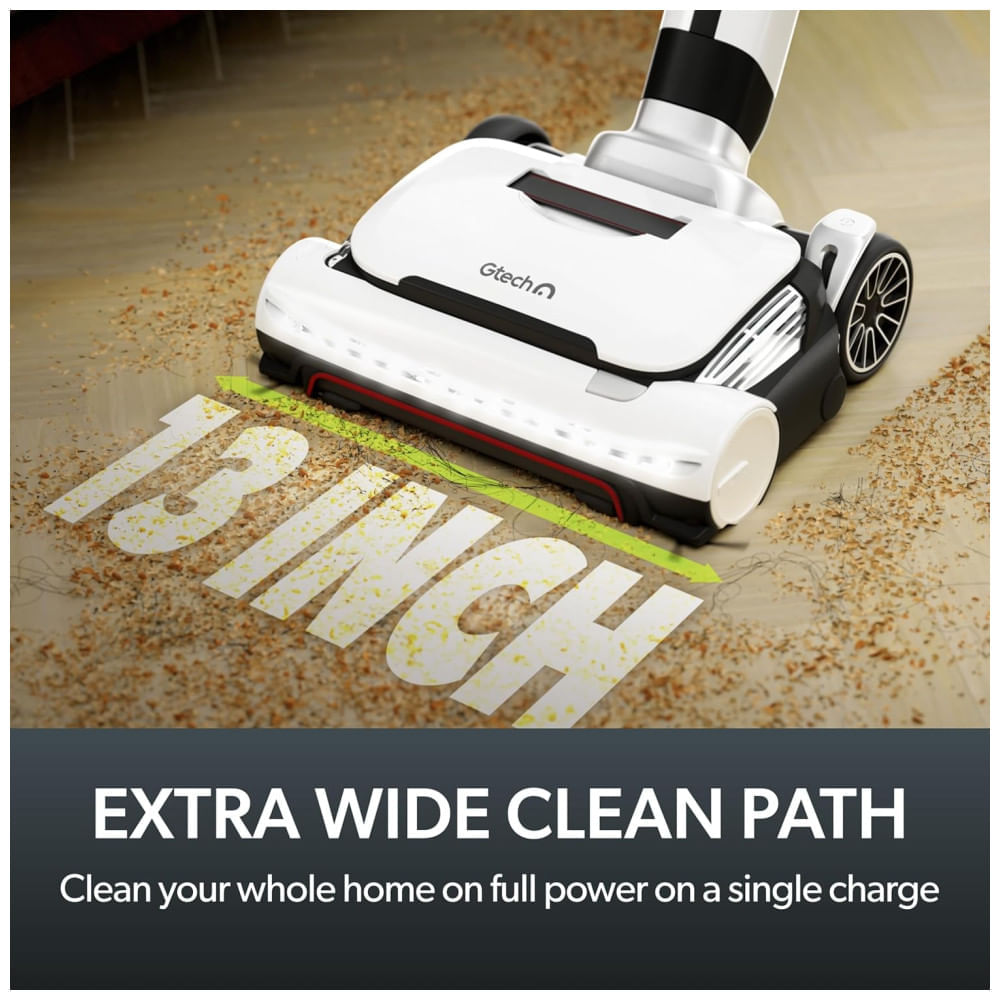 Miniatura Aspirador de Pó Sem Fio Gtech AirRAM 3 com Barra Antienrosco de Cabelo e Duplos Pincéis EdgeClean - Para Carpetes e Pisos de Madeira - Bateria