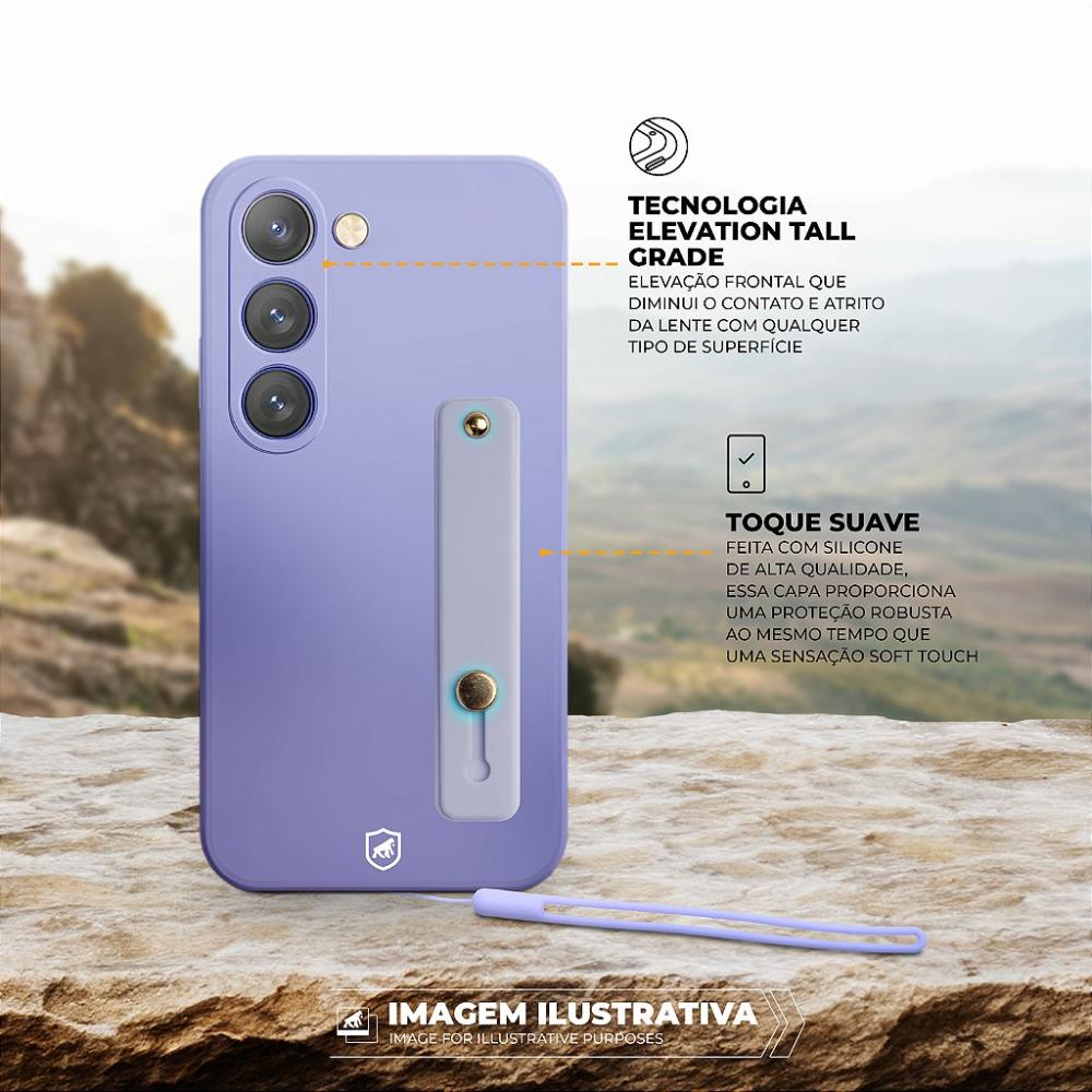 Miniatura Kit Capa Silicon Veloz para Samsung Galaxy A15 + Ring Socket + Cordão - Lilás - Gshield