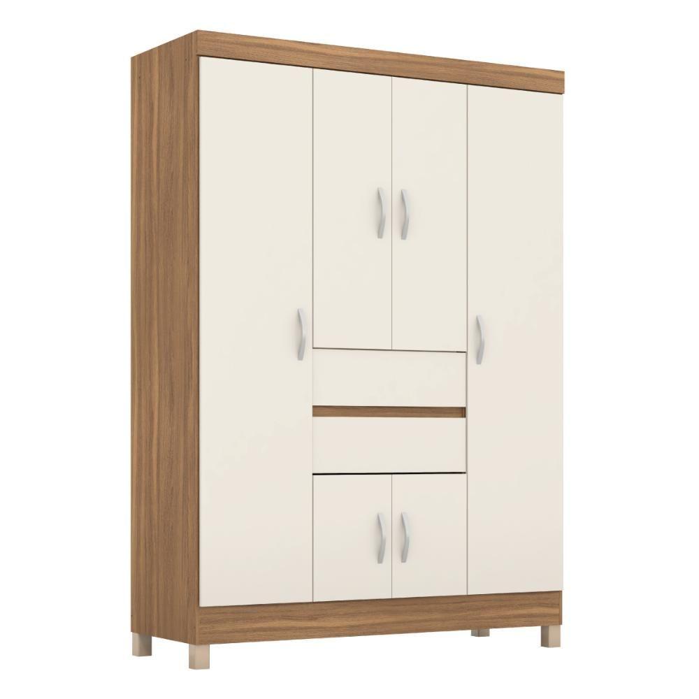 Miniatura Guarda-roupa Com 6 Portas E 2 Gavetas 128cm Multimóveis Cr35283 Amêndola/off White