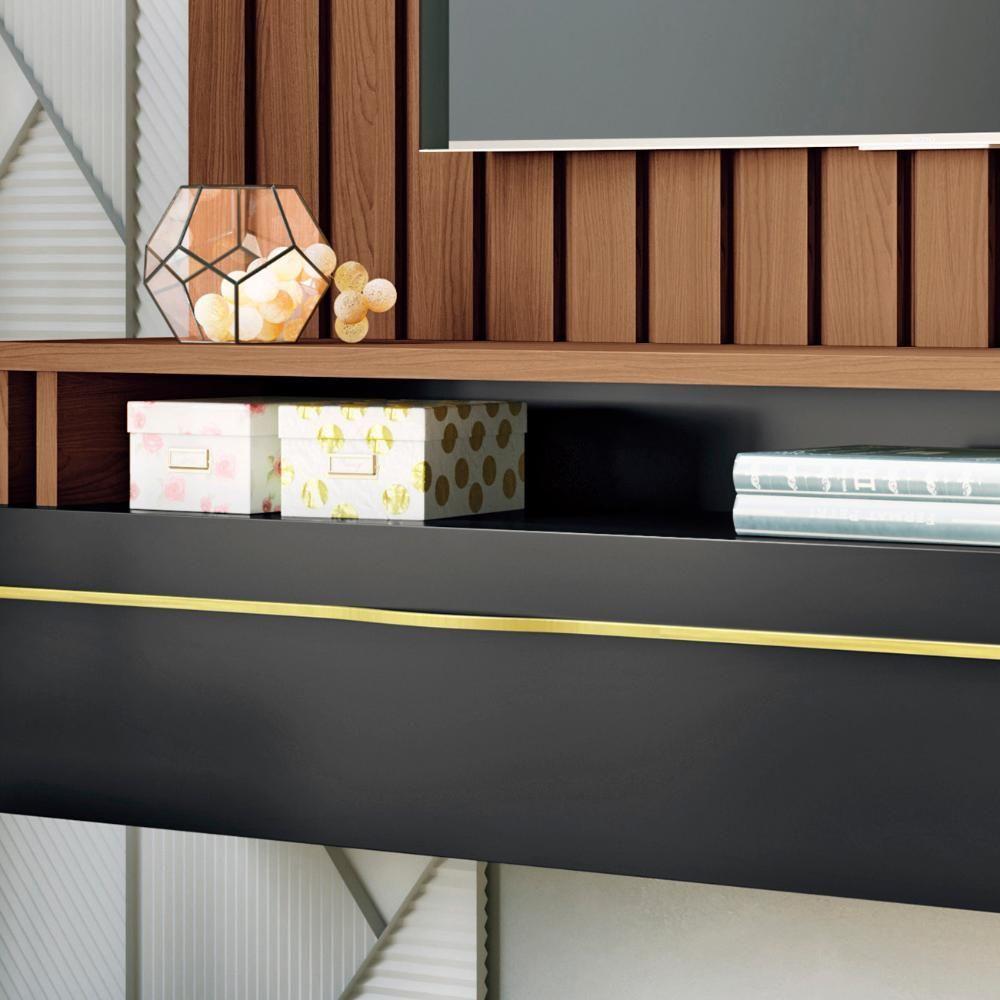 Miniatura Painel Tv 55 Pol 160cm Bancada Suspensa Elza H01 Off-castanho - Mpozenato