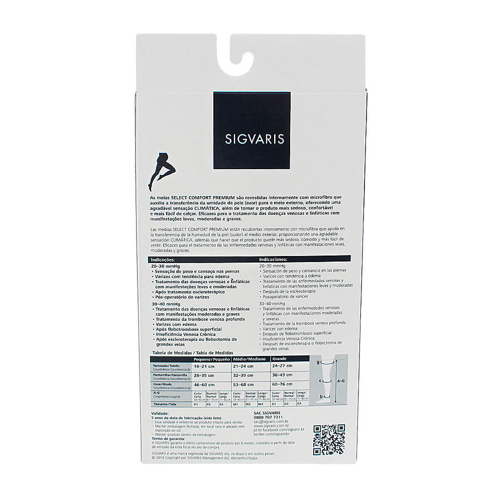 Miniatura Meia Calça Materna Sigvaris Select Comfort Premium 20-30 mmHg Ponteira Aberta G (Tamanho Grande) Longo (G3), Cor Bege