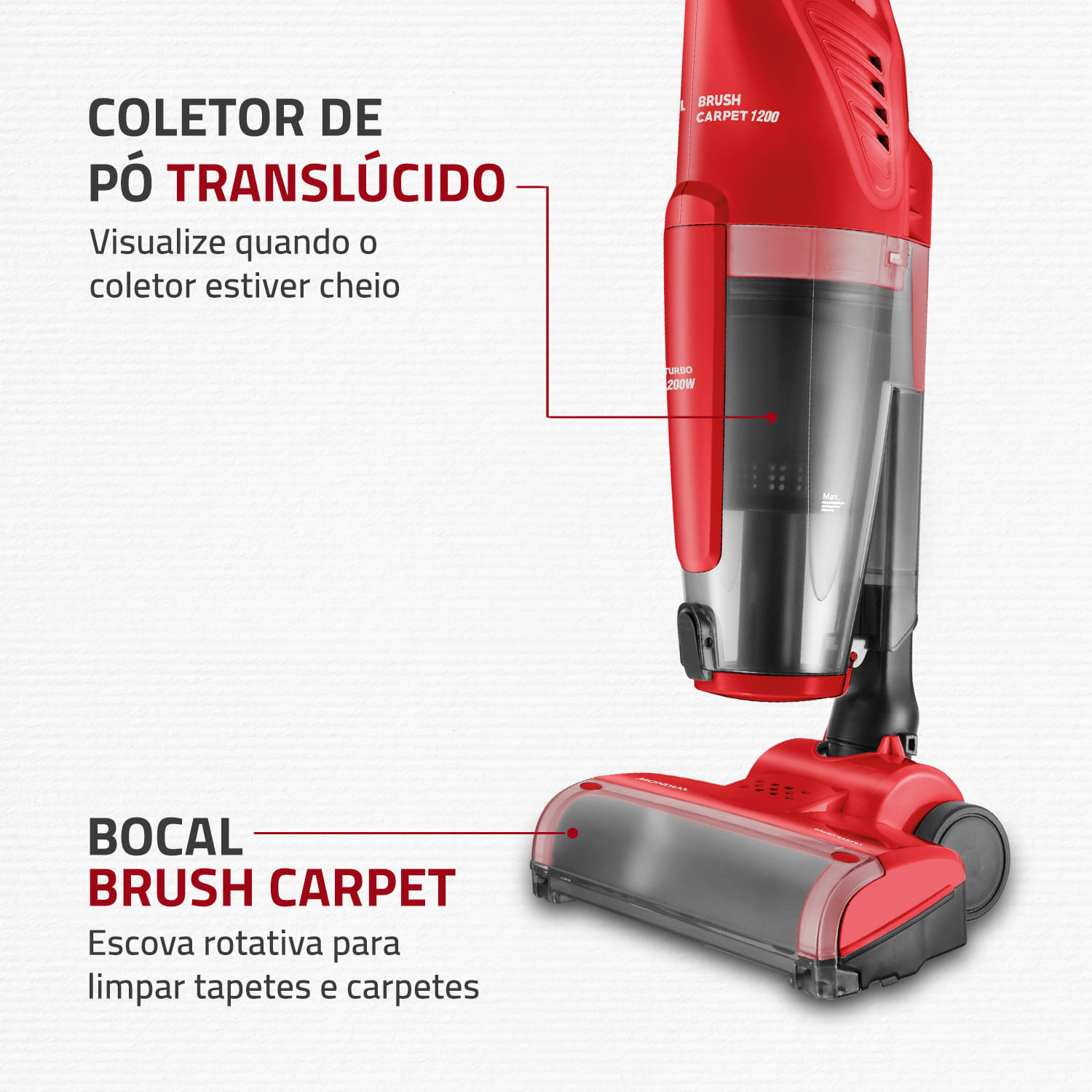 Miniatura Aspirador de Pó Mondial Brush Carpet 1200 AP-25 ASPIRADOR PO-127V-VERMELHO