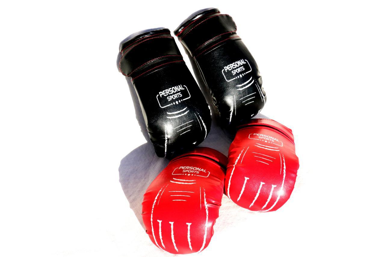 Miniatura Kit 2 Pares De Luvas Bate Saco Muay Thai Boxe Artes Marciais Preta e vermelha