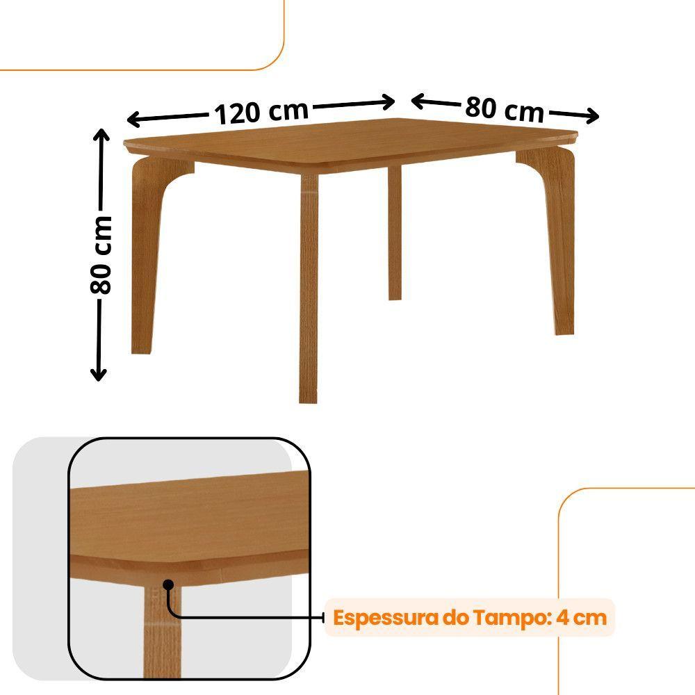 Miniatura Mesa Liz 120 Mdf Canto Copo E Com 4 Cadeiras Athenas Veludo Marrom/naturalle/naturalle
