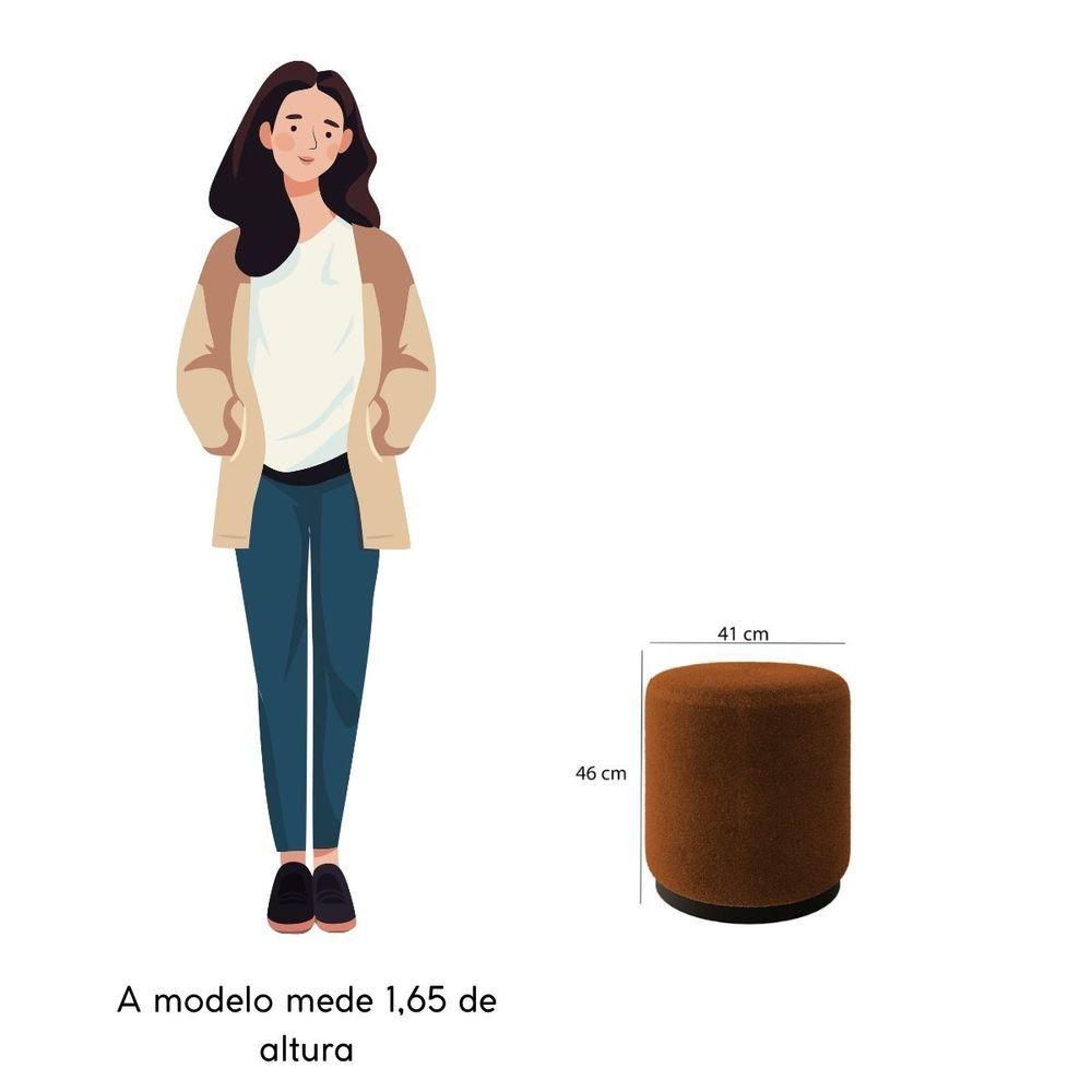 Miniatura Kit 2 Poltrona E Puff Decorativo Mirela Estilo Industrial Bouclé Terracota