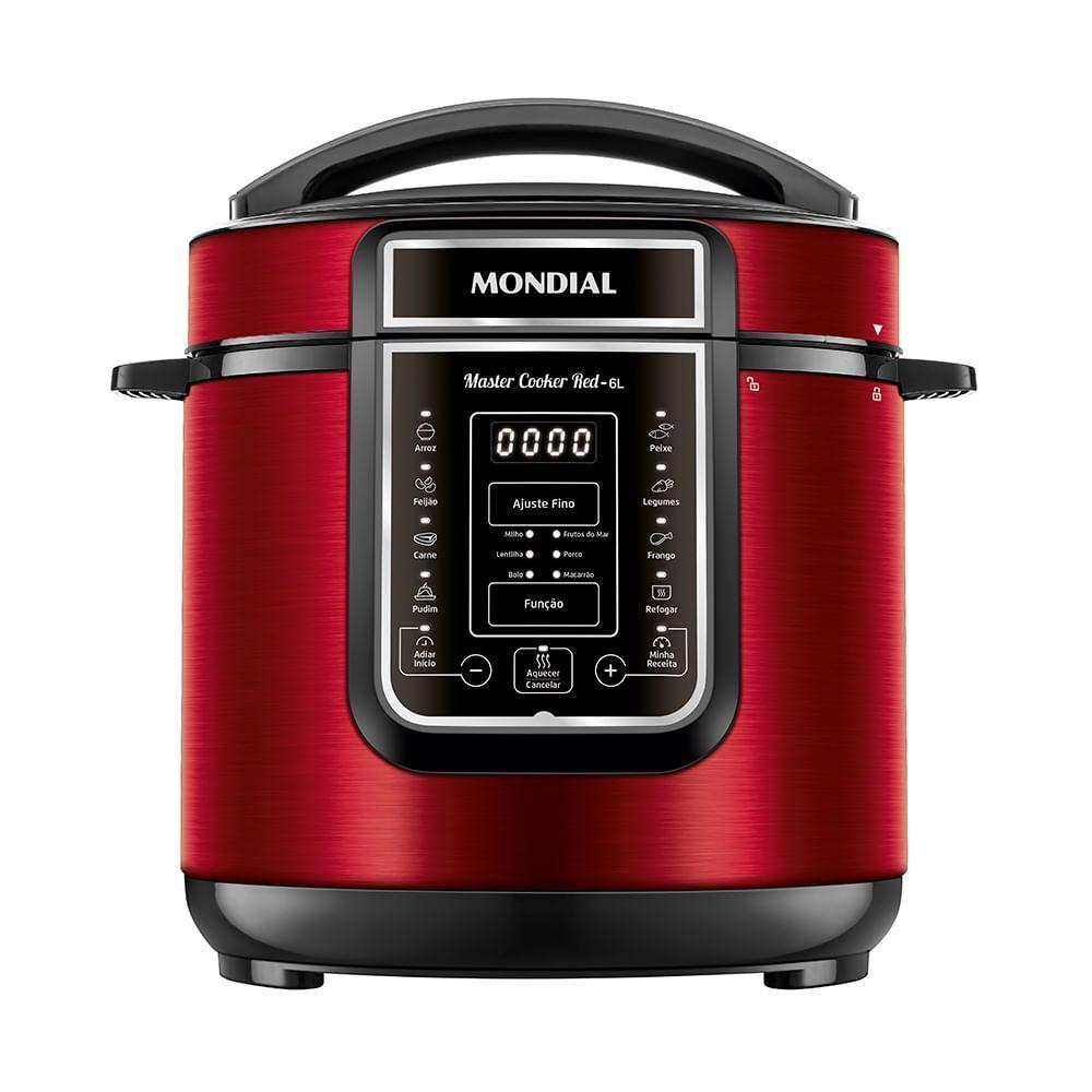 Miniatura Panela de Pressão Elétrica Digital 6L Mondial Vermelho/Inox PE-60-6L-RI 127V/60HZ