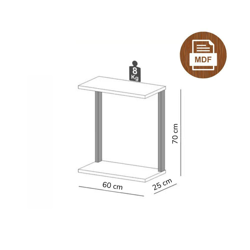 Miniatura Mesinha Lateral Para Sofá Estilo Industrial 100% MDF Mesa Apoio Mesa Auxiliar Sofá Preto Com Branco