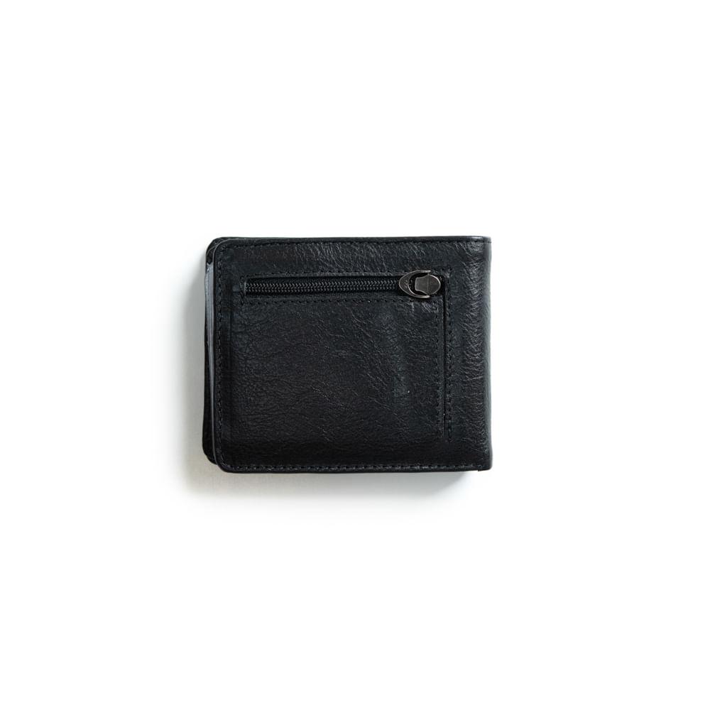 Miniatura Carteira Masculina de Couro Newton Preto Preto