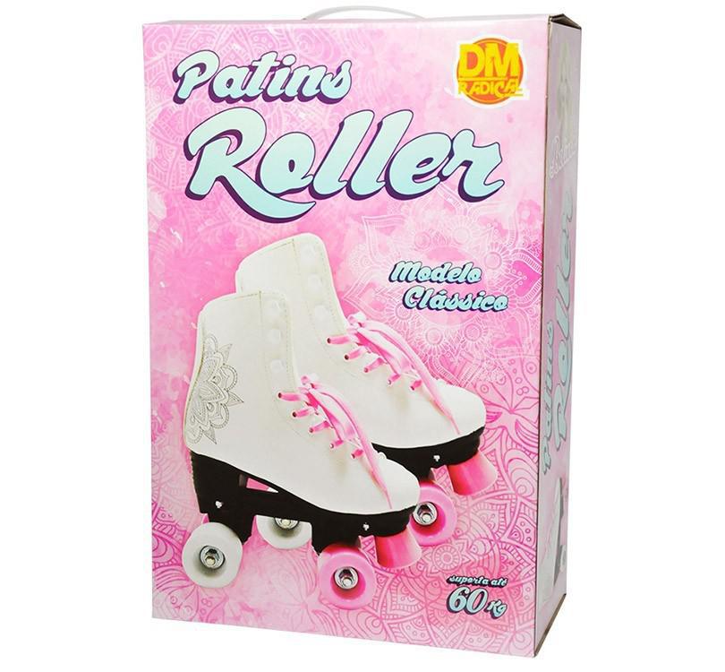 Patins Feminino 4 Rodas Roller Retrô Tamanho 32 Clássico