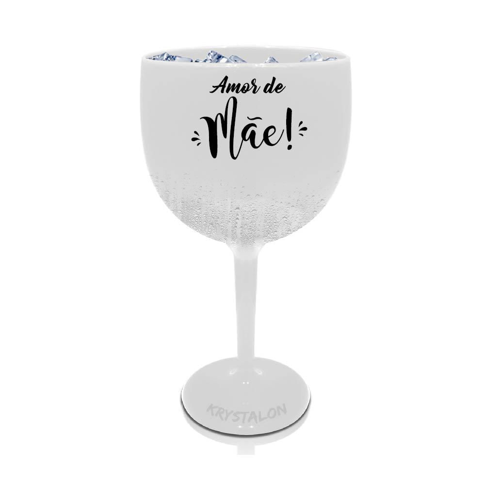 Miniatura Taça Gin Branca Acrílico Para Dia Das Mães - Amor De Mãe