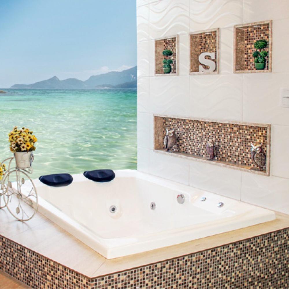 Miniatura Banheira Hidromassagem Astra Prima Maggiore Super Luxo 170cmx120mx44cm - 06 Jatos Branco Gel-Coat P4 com Aquecedor 220V