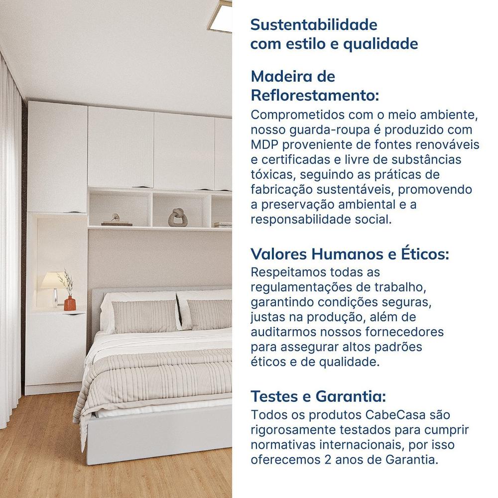 Guarda-roupa Modulado de Canto 11 Portas 7 Peças Hera Cabecasa Madeiramadeira Branco Geada/Preto