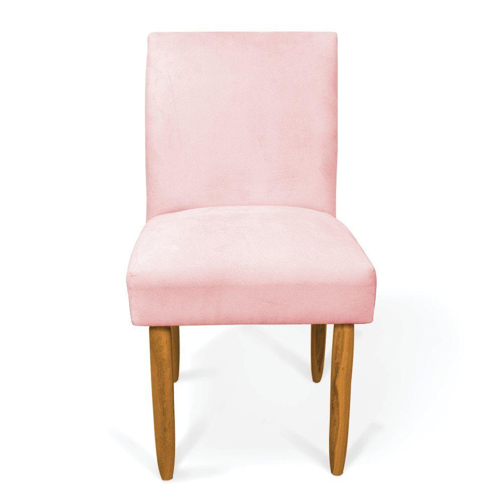 Miniatura Kit 4 Cadeiras De Jantar Carol Suede Pés Palito Castanho - D'rossi Cor Rosa Bebê