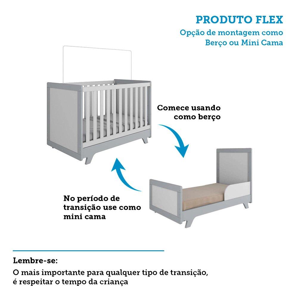 Miniatura Berço Mini Cama Retrô Móveis Peroba Branco Brilho/Cinza
