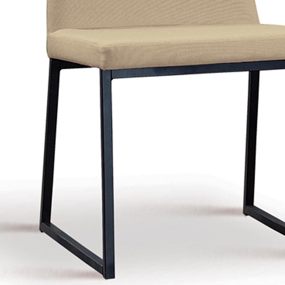 Miniatura Cadeira Estofada Base Aço Preto F37 Linho Bege Dmobiliario Bege