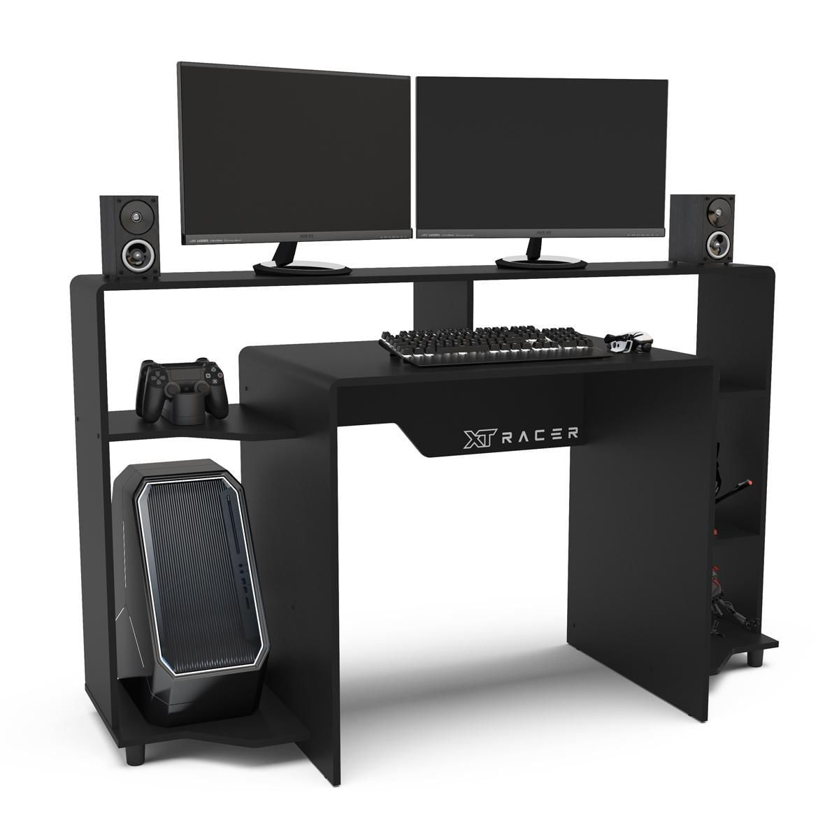Miniatura Mesa Gamer E Escritóro Xt Racer Control Preta Logo Branco