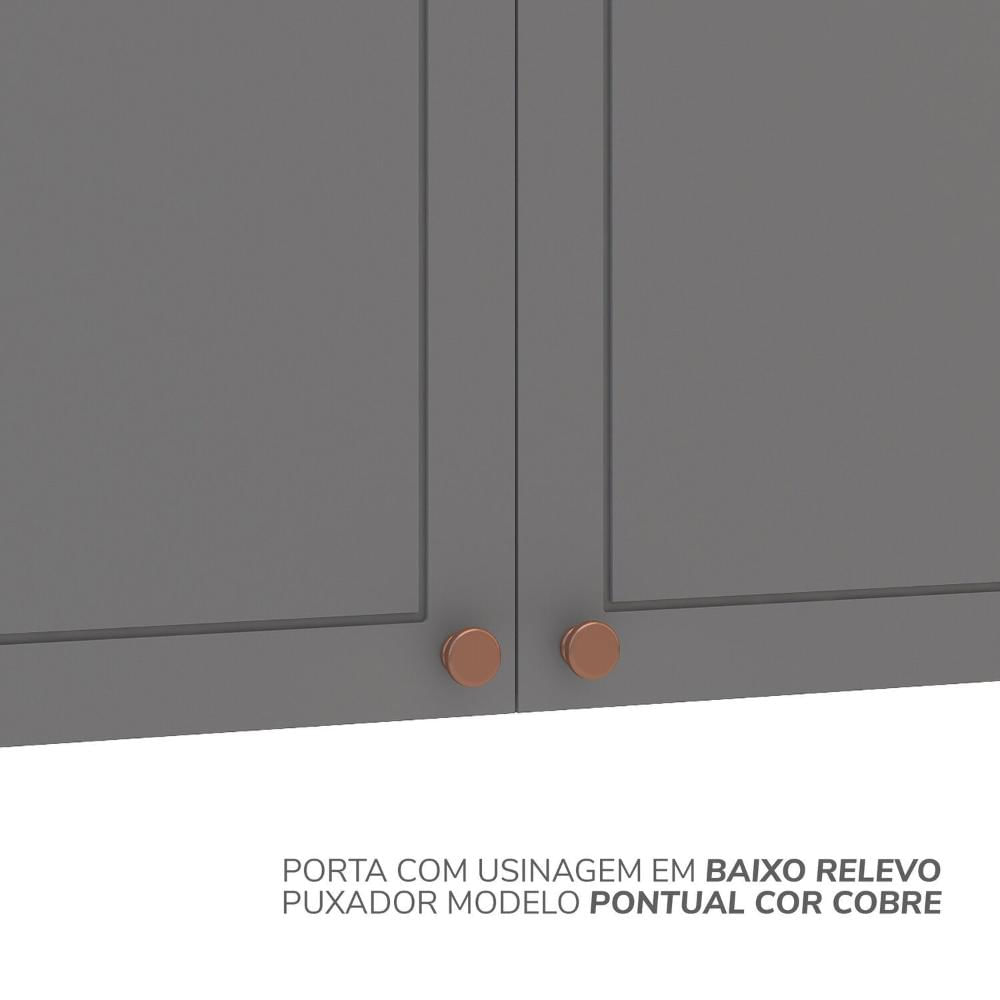 Miniatura Armário Aéreo 3 Portas 120 Cm Pérola Yescasa Branco / Cinza