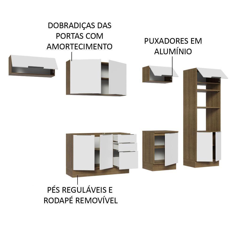 Armário De Cozinha Completa 330cm Rustic/branco Stella Madesa 05 Rustic/branco