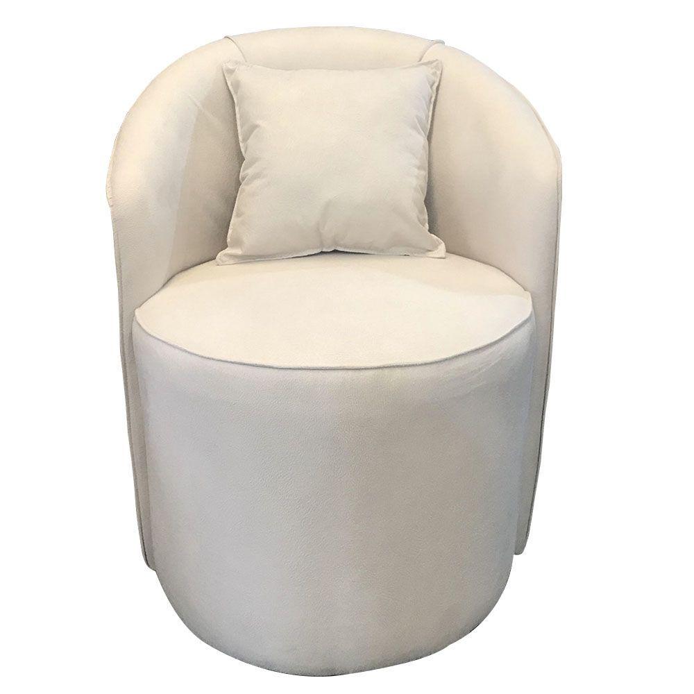Miniatura Poltrona Redonda Serena Suede Base Fixa C05 - D'rossi Cor Bege
