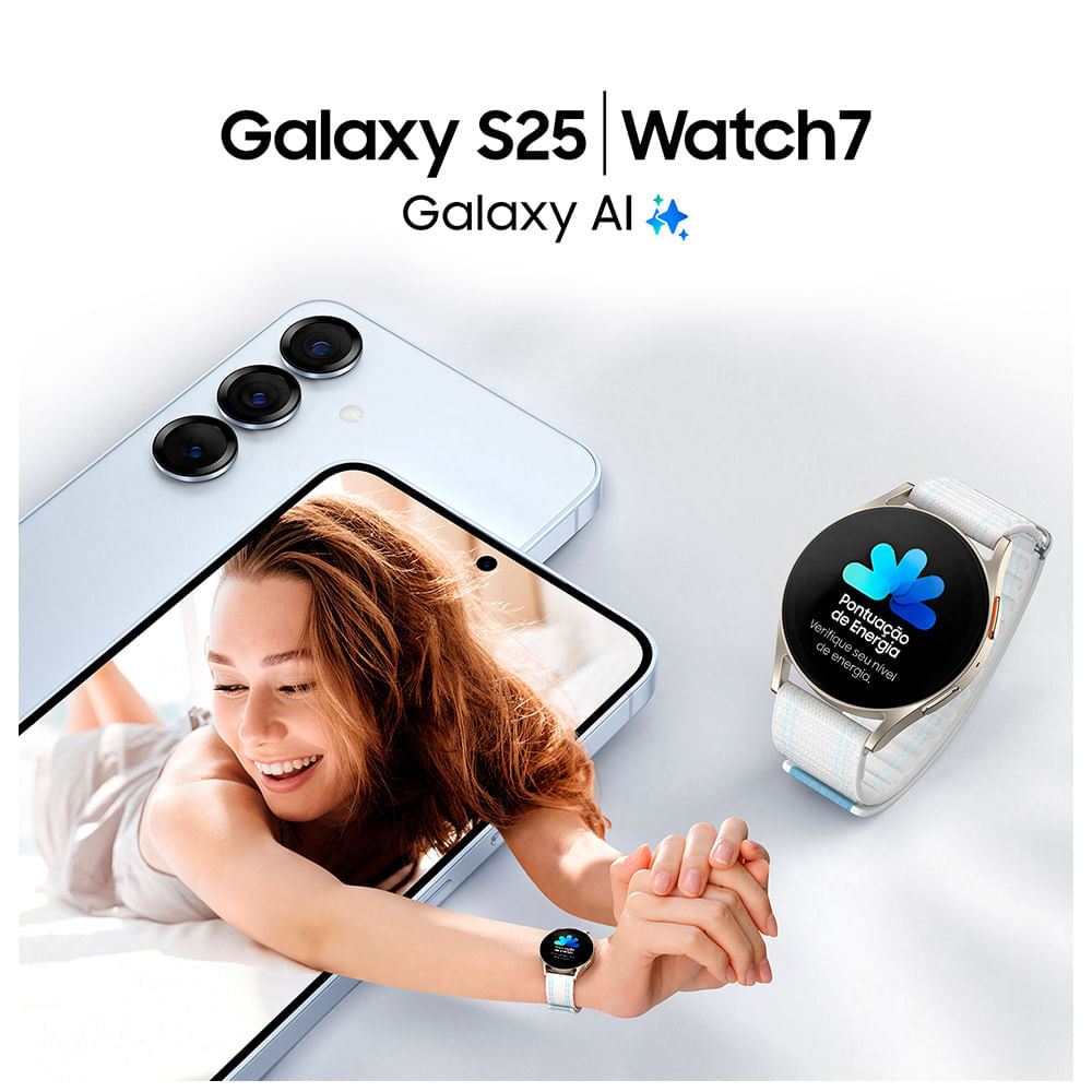 Miniatura Samsung Galaxy S25 Azul, Nova Geração Galaxy AI, Câmera Tripla Traseira de até 50MP, Selfie de 12MP, Tela de 6.2" 1-120Hz, 256GB, 12GB de RAM, eSIM. BIVOLT