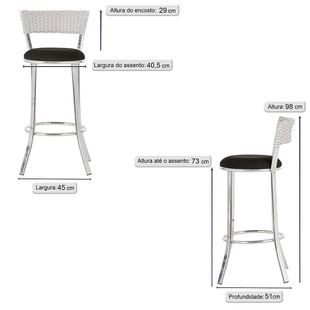 Miniatura Conjunto Com 2 Banquetas Em Alumínio, Fibra Sintética E Impermeável Tc Marmore A10