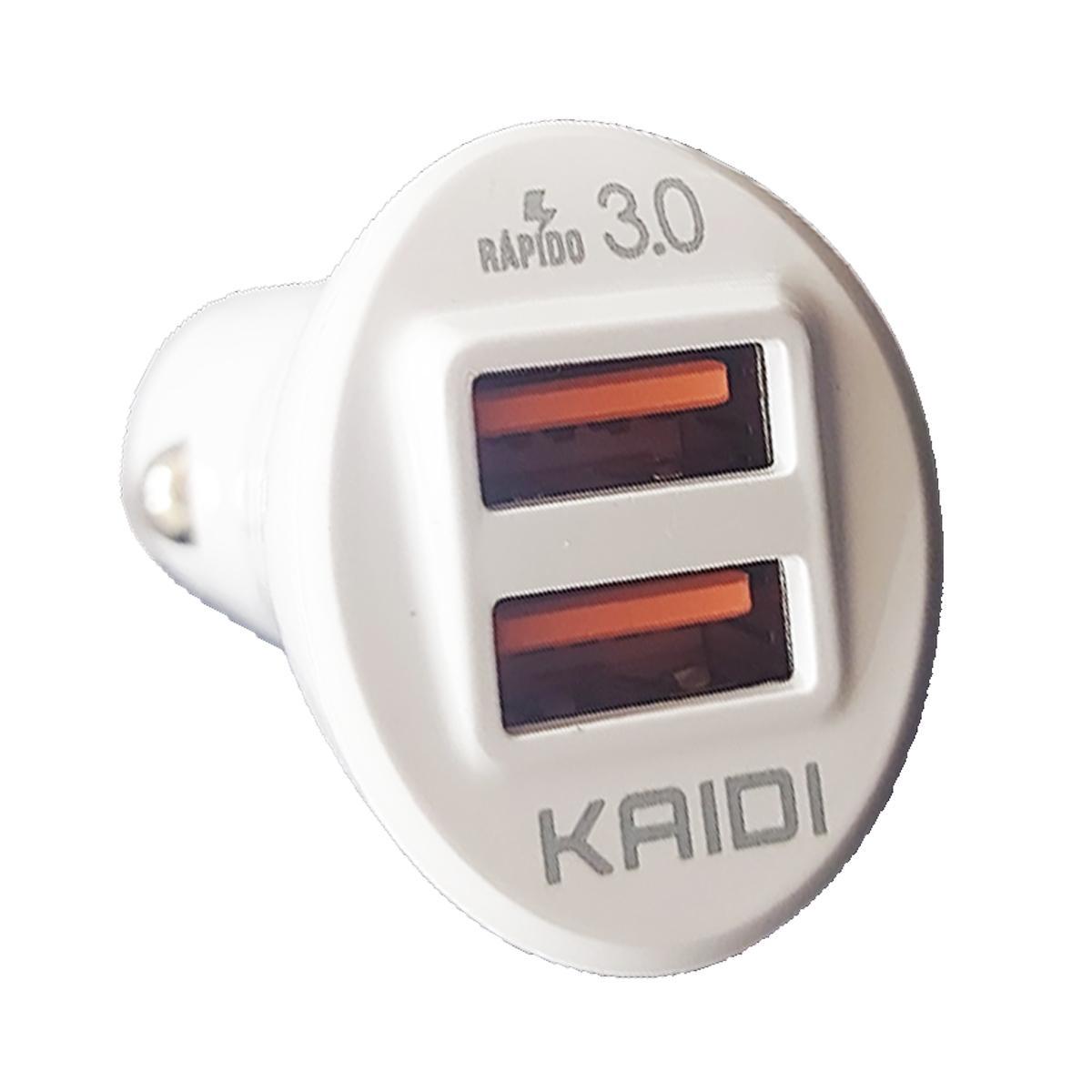 Miniatura Fonte Carregador Veicular Kaidi Turbo Qc3.0 2 Saídas Usb 3.0