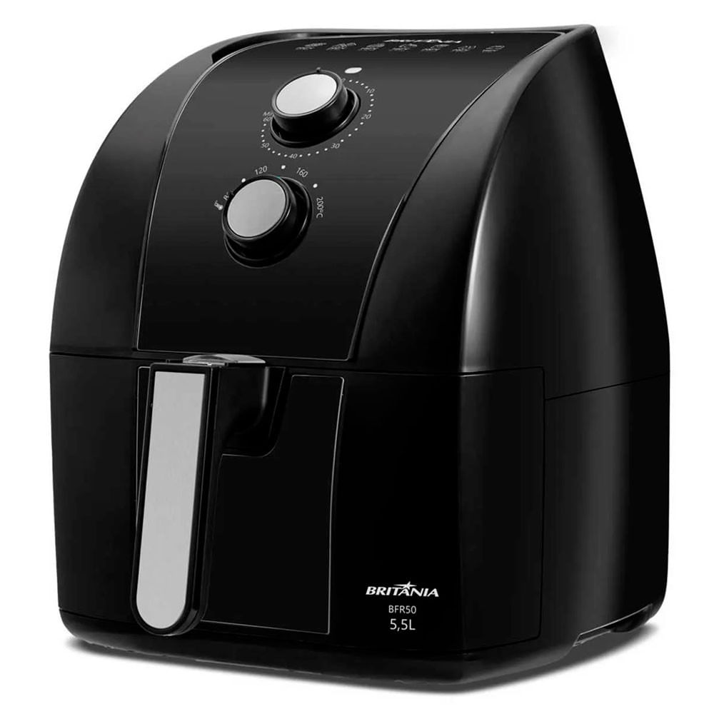 Miniatura Fritadeira Elétrica Sem Óleo Air Fryer Britânia 5.5L 1500W BFR50 Redstone com Inox Preto - 110V
