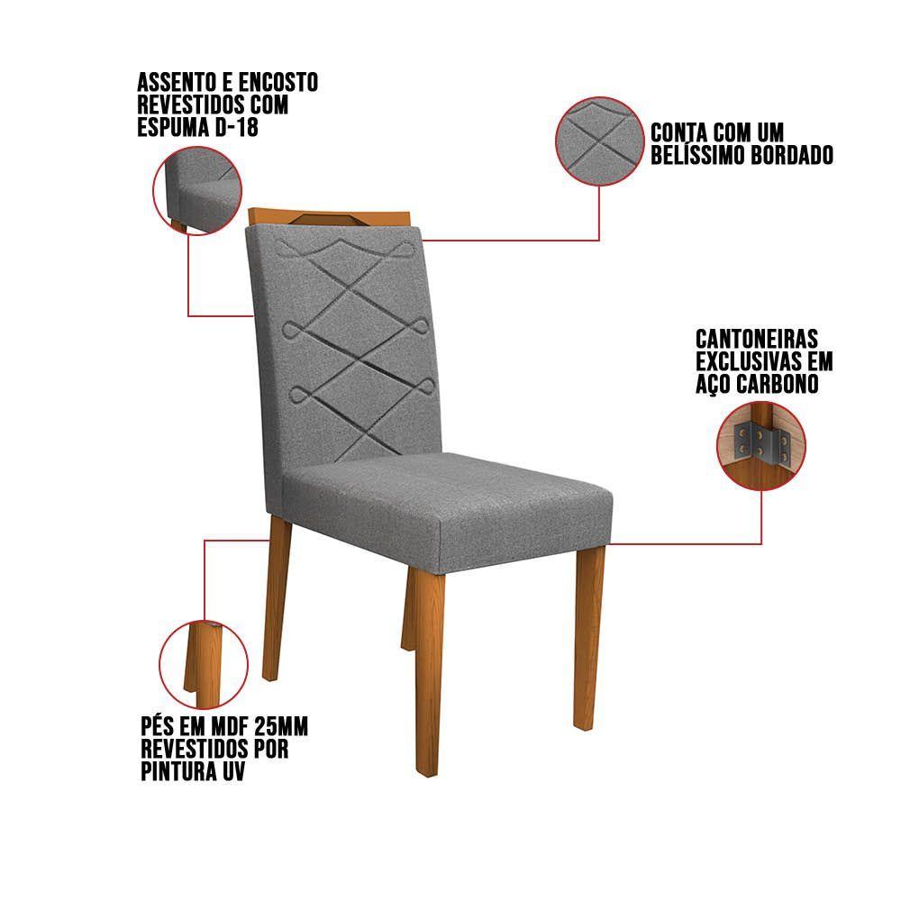 Miniatura Kit 06 Cadeiras de Jantar Lais Linho Cinza Ln02 - D'rossi