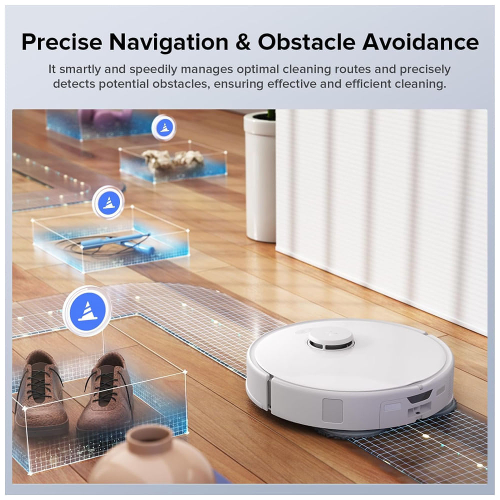 Robô Aspirador e Esfregão Roborock Qrevo Edge S5A, 17kPa, Sem Embaraço, Escova DuoDivide, FlexiArm, Lavagem Quente, 3 em 1