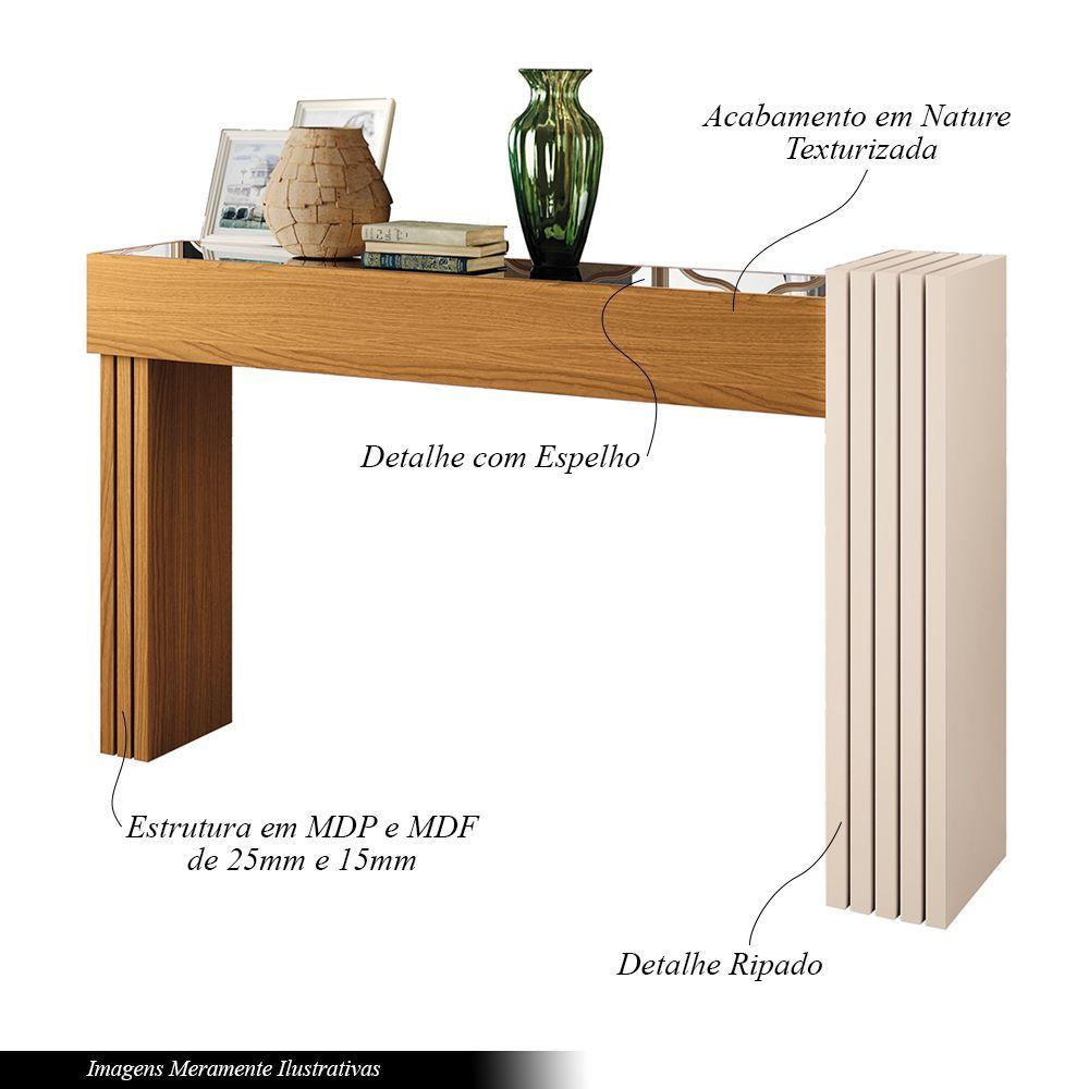 Aparador Com Espelho Riad Decorativo Sala De Estar Cinamomo/off White G26 - Gran Belo