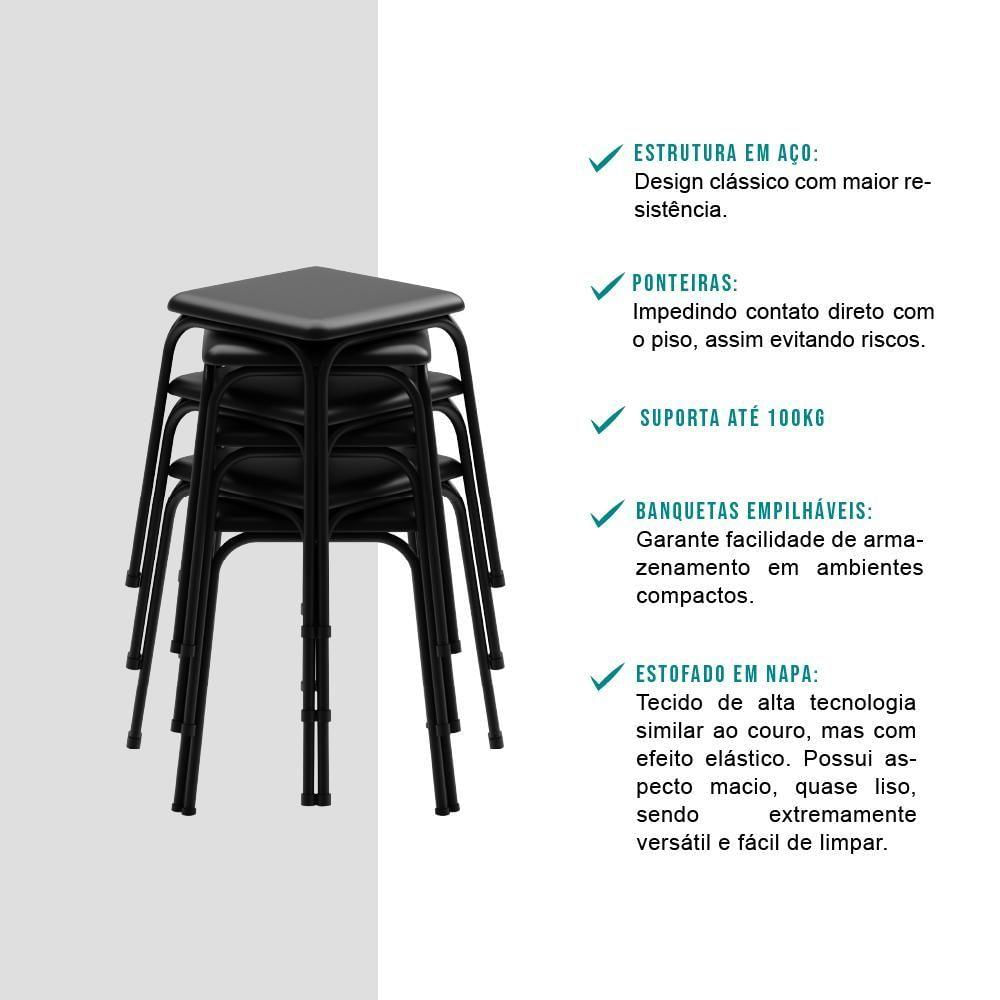 Conjunto Mesa Dobrável Com 2 Banquetas Preto Carraro