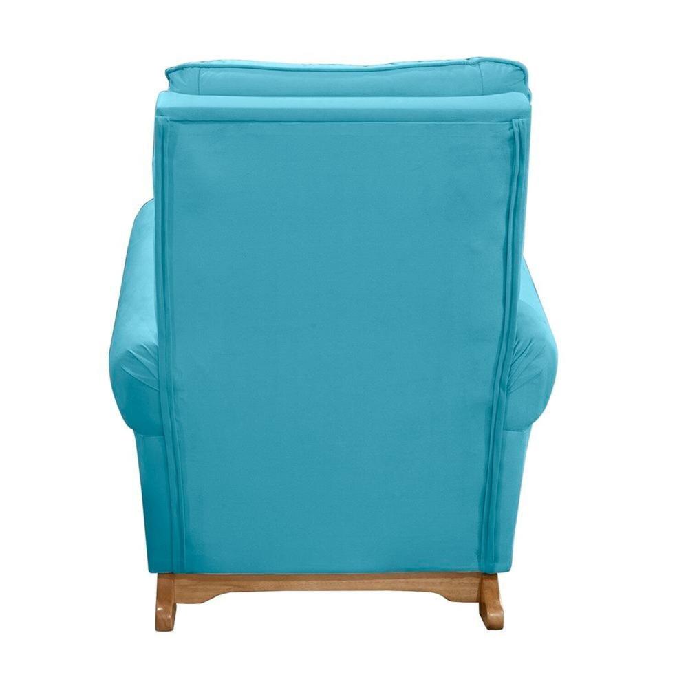 Poltrona de Amamentação com Balanço Linho com Puff Paris Azul Tifany