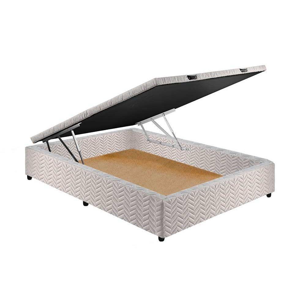 Miniatura Cama Box Baú Queen: Colchão Molas Masterpocket Ensacadas Polar Safira + Base White(158X198)