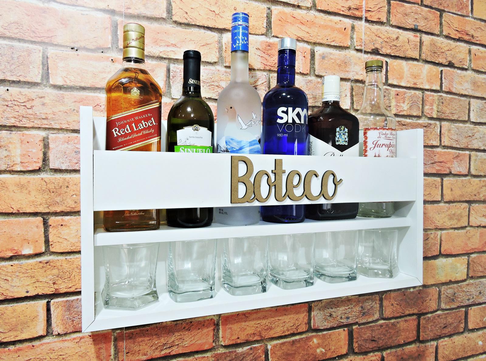 Miniatura Mini Bar Parede 100% Mdf Alta Qualidade Copos Bebidas Boteco branca - RedSkull - 1