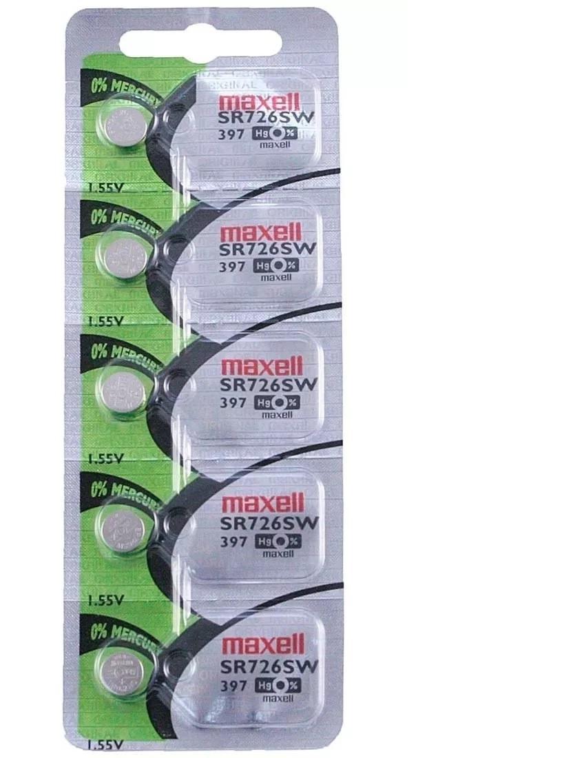 Miniatura Bateria 397 Sr726Sw Maxell 1.55V Para Relógio C/5 Un