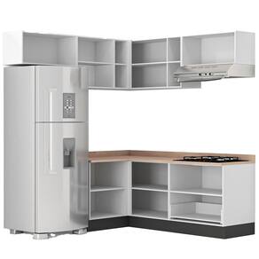 Miniatura Cozinha Completa Bartira Linea com 7 Portas, 1 Gaveta e 4 Prateleiras Branco