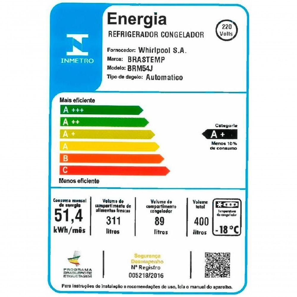 Miniatura Geladeira Brastemp Frost Free Duplex 400 Litros Branca com Freezer Control BRM54JBBNA - 220V
